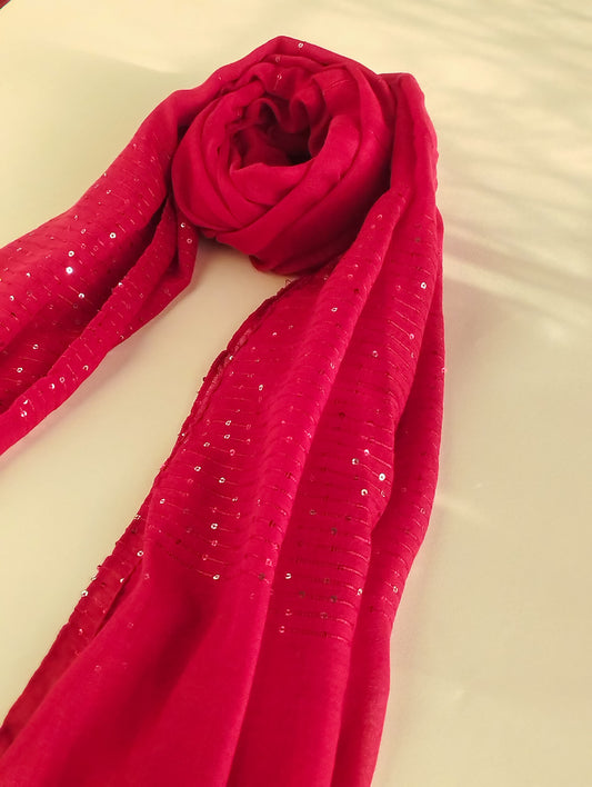 Sequin Hijab - Lipstick Red