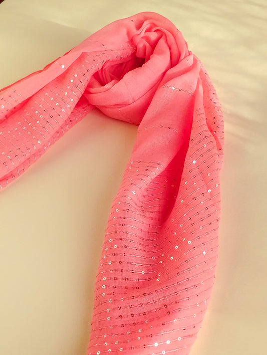 Sequin Hijab - Salmon Pink