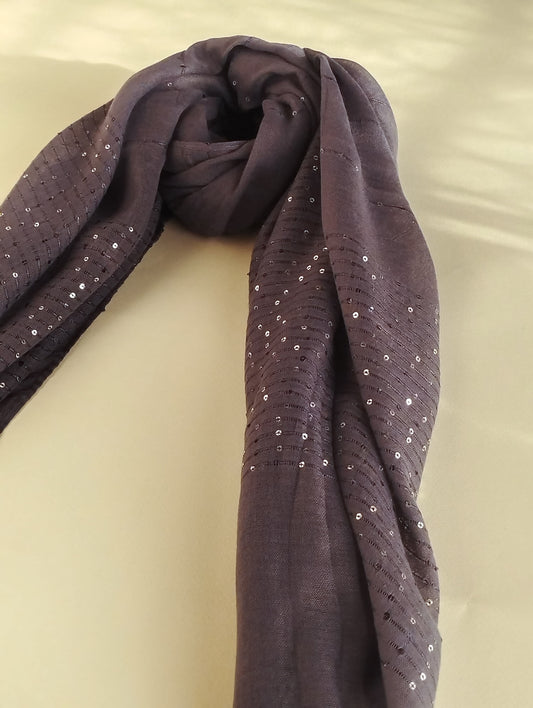 Sequin Hijab - Charcoal Grey